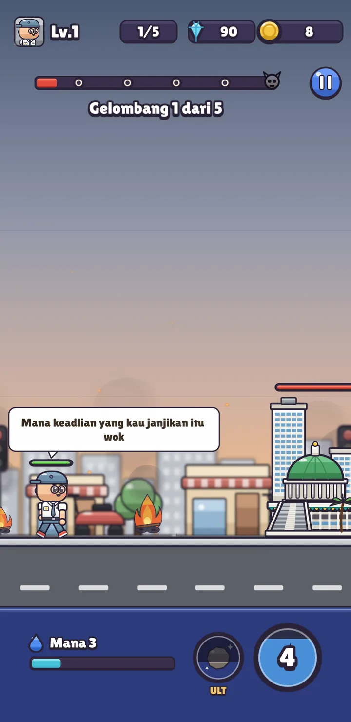 Dodi mid-throw on the street, saying 'Mana keadilan yang kau janjikan itu wok'